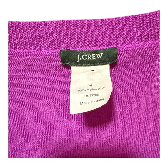 J Crew Purple 100% Merino Wool V Neck Pullover Sweater Size M - Picture 3 of 6
